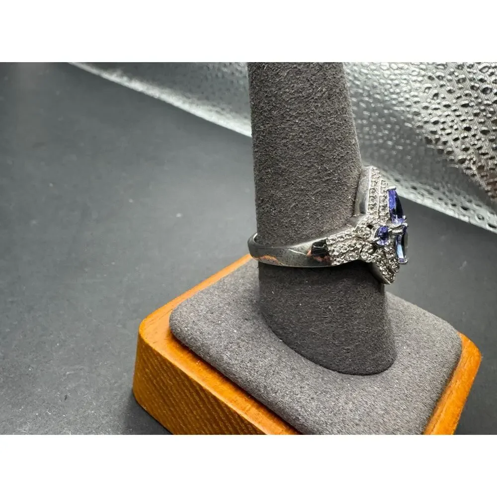 Chuck Clemency STS Sterling Silver 925 Tanzanite Gemstone CZ Ring Size 10
